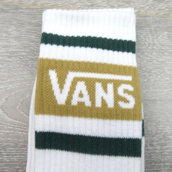 Vans Unisex Retro White Green Striped Crew Socks Mens Size 9.5 -13 (1 Pair) NEW - Picture 4 of 10